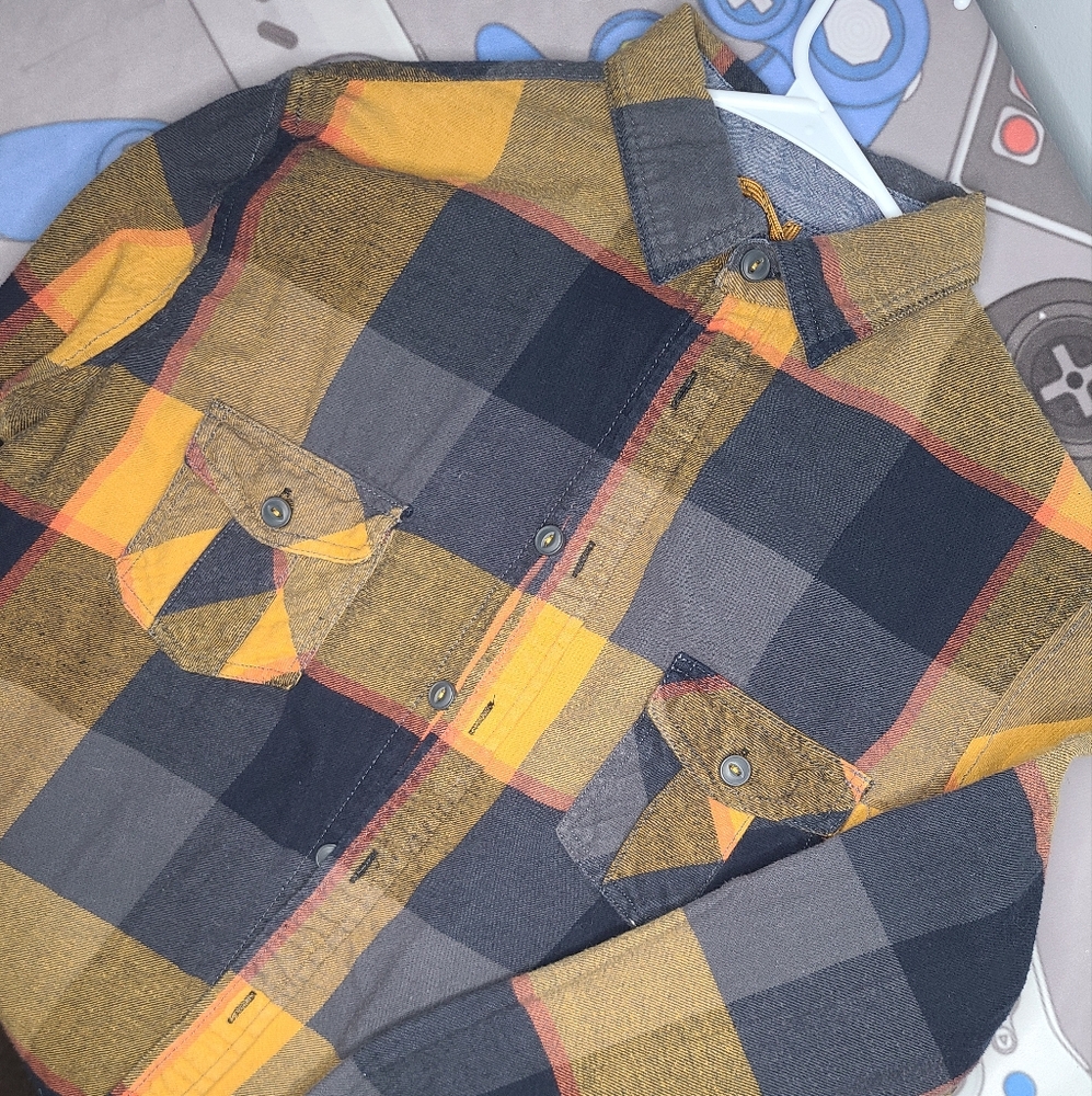 Mossimo Supply Co Mustard and Gray Plaid Flannel
